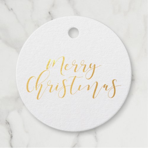 Elegant calligraphy Merry Christmas real gold foil Foil Favor Tags