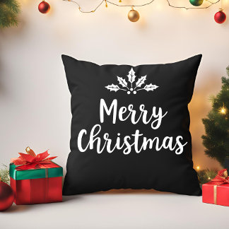 Elegant Calligraphy Merry Christmas Script Family Throw Pillow