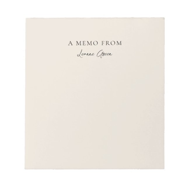 Elegant Calligraphy Minimal Custom Name Stationery Notepad (Front)