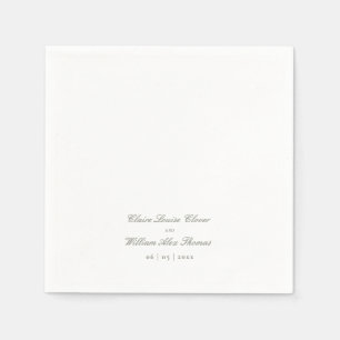Elegant Calligraphy Minimal Sage Green Wedding Napkins