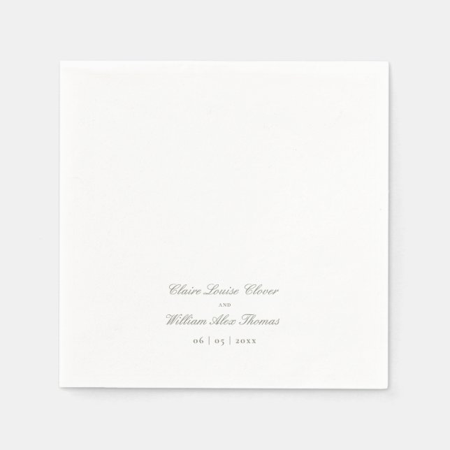 Elegant Calligraphy Minimal Sage Green Wedding Napkins (Front)