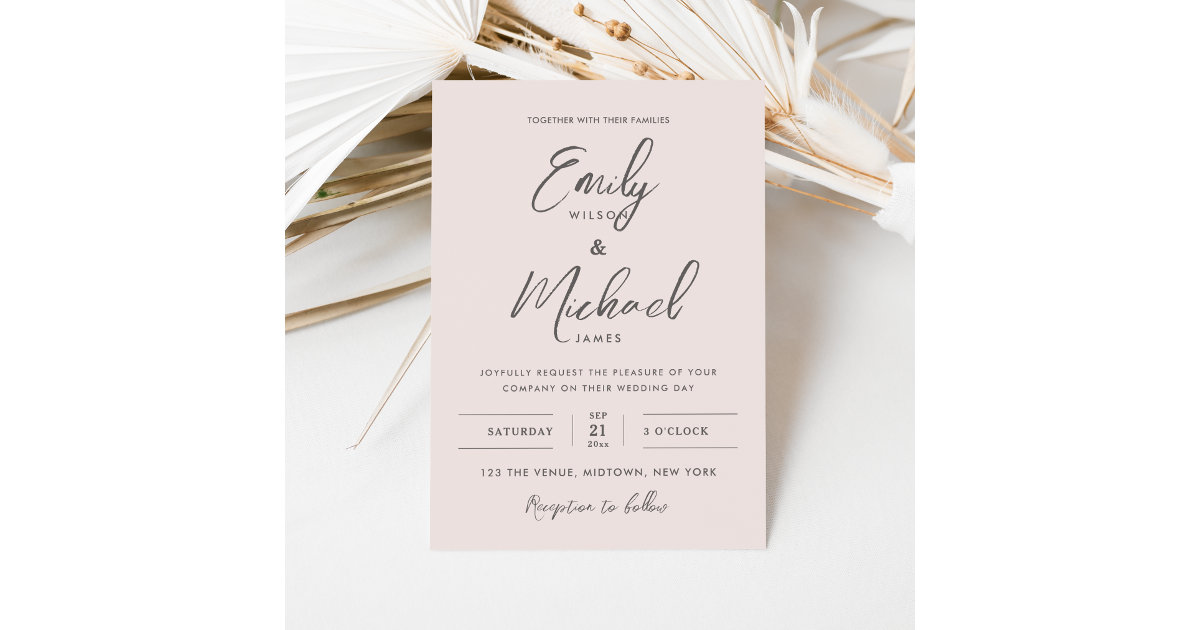 Elegant Calligraphy Minimal Wedding Invitation | Zazzle