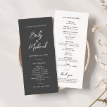 Elegant Calligraphy Minimal Wedding Program<br><div class="desc">Our elegant slim wedding program card is perfect for your minimalist wedding celebration. A beautiful white calligraphy font paired with simple and clean text sits on a soft dark grey background to the front of the card. The white reverse has tonal black text which creates a chic, elevated look to...</div>