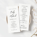 Elegant Calligraphy Minimal Wedding Program<br><div class="desc">Our elegant slim wedding program card is perfect for your minimalist wedding celebration. A beautiful pairing of black calligraphy font with simple and clean text on a white background makes for an elevated look to complement your stylish event. Easy and quick to customize yourself with your own wedding details.</div>