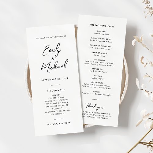 Elegant Calligraphy Minimal Wedding Program