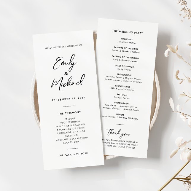 Elegant Calligraphy Minimal Wedding Program (Creator Uploaded)