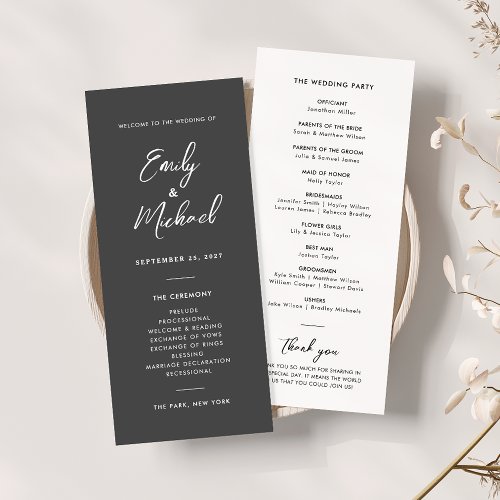 Elegant Calligraphy Minimal Wedding Program