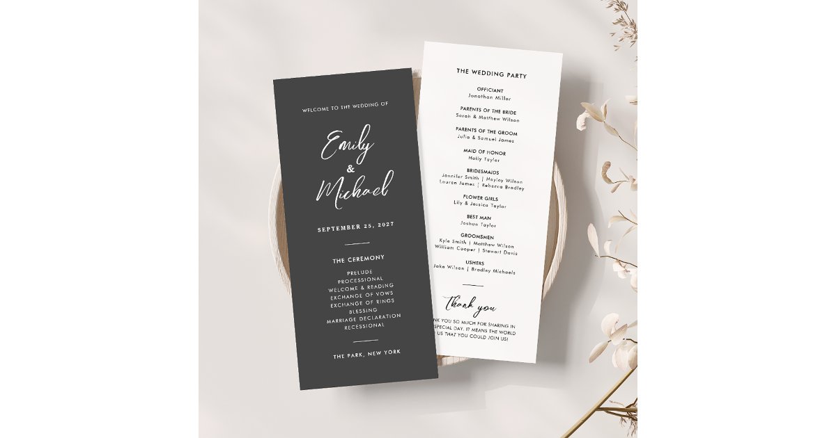 Elegant Calligraphy Minimal Wedding Program | Zazzle