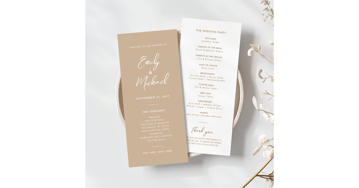 Elegant Calligraphy Minimal Wedding Program | Zazzle