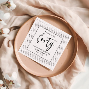 Elegant Calligraphy Minimalist 40th Birthday Party Napkins