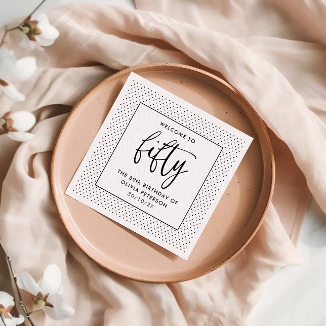 Elegant Calligraphy Minimalist 50th Birthday Party Napkins (Creator Uploaded)