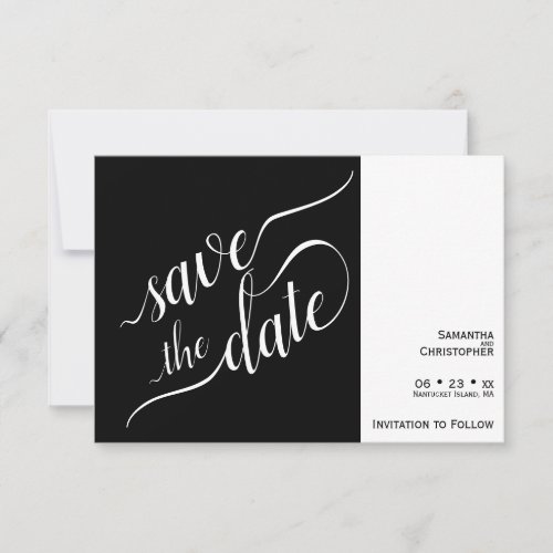 Elegant Calligraphy Minimalist Black Wedding Save The Date