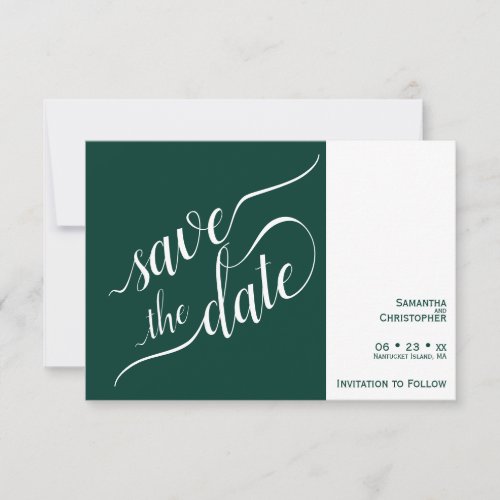 Elegant Calligraphy Minimalist Emerald Wedding Save The Date