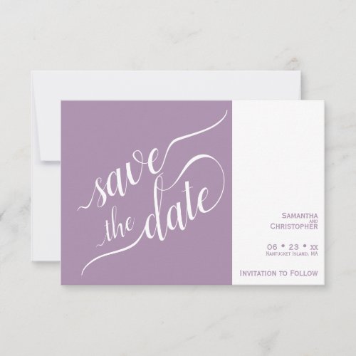 Elegant Calligraphy Minimalist Lavender Wedding Save The Date