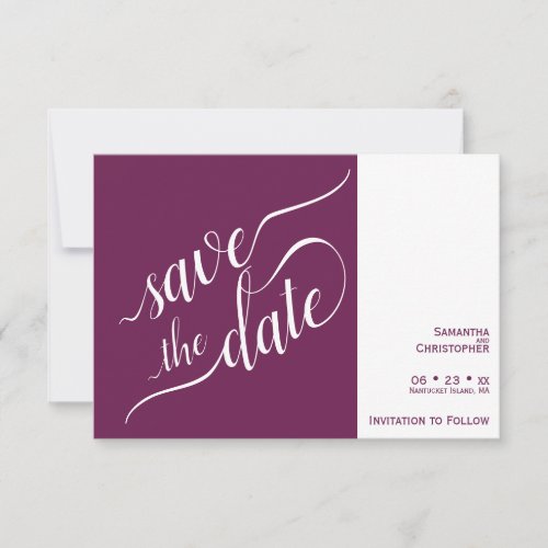 Elegant Calligraphy Minimalist Magenta Wedding Save The Date