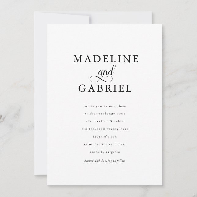 Elegant Calligraphy Minimalist Photo Wedding  Invitation (Front)