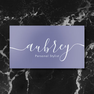 Elegant Calligraphy Minimalist QR Code Dusty Lilac Foil Business Cards