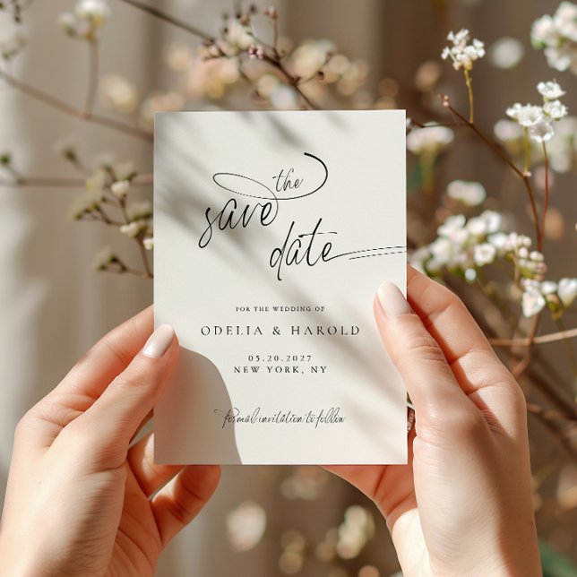 Elegant Calligraphy Minimalist Save The Date Invitation (Creator Uploaded)