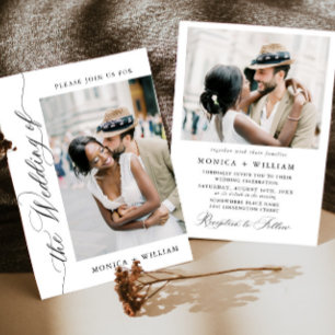 Elegant Calligraphy Minimalist Wedding 2 PHOTO Invitation