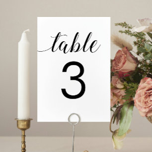 Elegant Calligraphy Minimalist Wedding Table Number