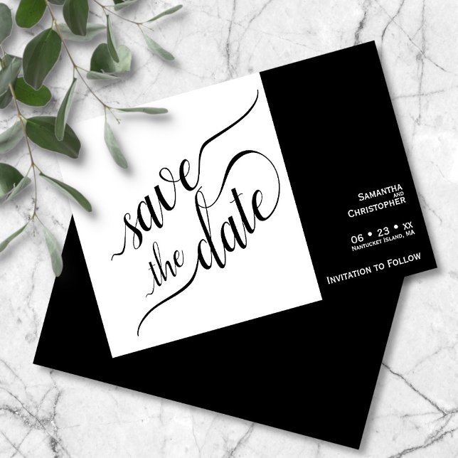 Elegant Calligraphy Minimalist White Wedding Save The Date (Creator Uploaded)