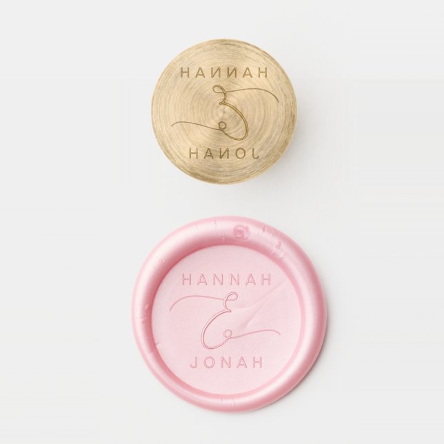 Elegant Calligraphy Modern Names Wedding Wax Seal Stamp (Stamped)