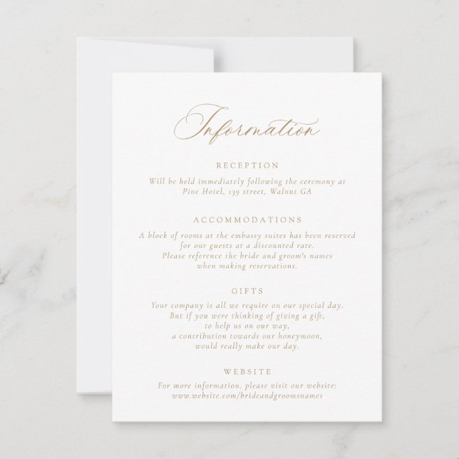 Elegant Calligraphy Modern Script Wedding Info Inv Invitation (Front)