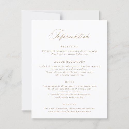Elegant Calligraphy Modern Script Wedding Info Inv Invitation