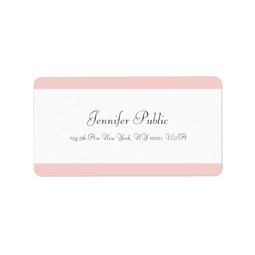Elegant Calligraphy Modern Simple Blush Pink White Label