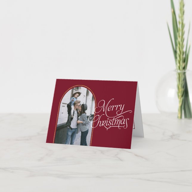 Elegant calligraphy modern simple christmas photo holiday card (Front)