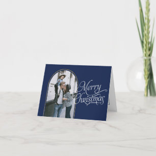 Elegant calligraphy modern simple christmas photo holiday card
