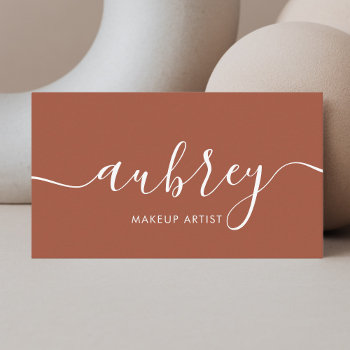 Elegant Calligraphy Modern Terracotta Business Card by CrispinStore at Zazzle