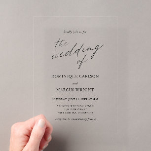 Elegant Calligraphy Modern Wedding Acrylic Invitations