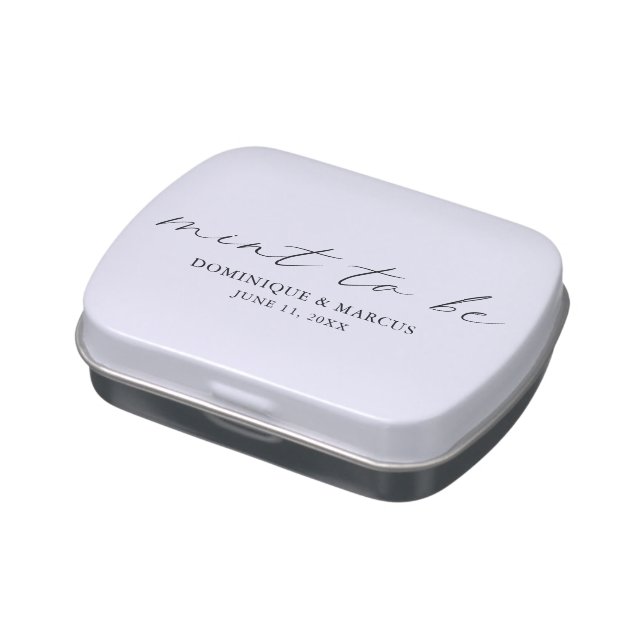 Elegant Calligraphy Modern Wedding Candy Tin (Side)