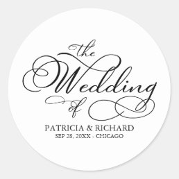 Elegant Calligraphy Modern Wedding Classic Round Sticker