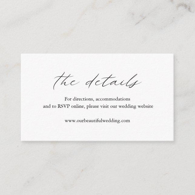 Elegant Calligraphy Modern Wedding Enclosure Card (Front)