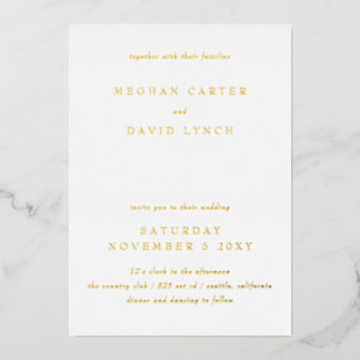 Elegant Calligraphy Modern Wedding  Foil Invitatio Invitation