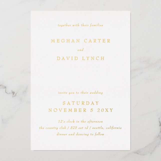 Elegant Calligraphy Modern Wedding  Foil Invitatio Invitation (Front)