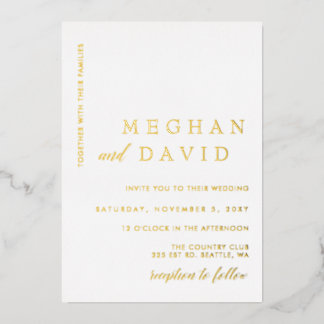 Elegant Calligraphy Modern Wedding  Foil Invitatio Invitation