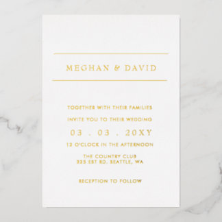 Elegant Calligraphy Modern Wedding  Foil Invitatio Invitation