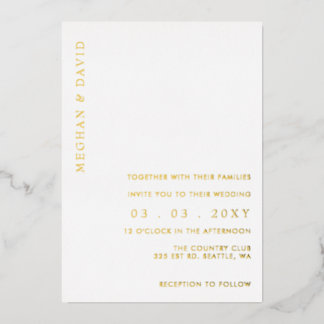 Elegant Calligraphy Modern Wedding  Foil Invitatio Invitation