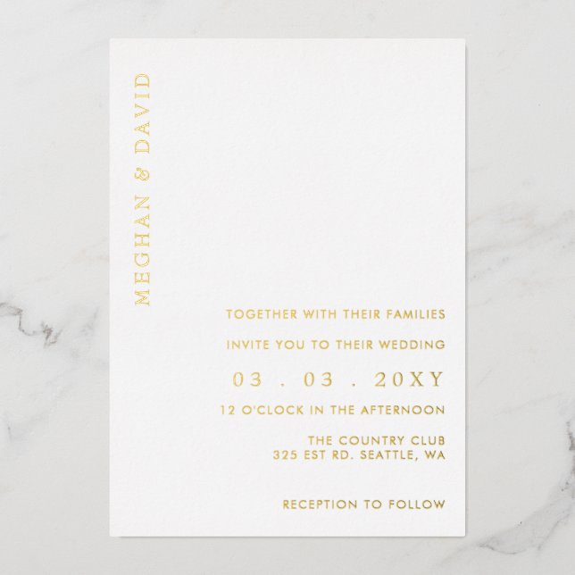 Elegant Calligraphy Modern Wedding  Foil Invitatio Invitation (Front)