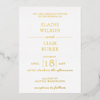 Elegant Calligraphy Modern Wedding Foil Invitation