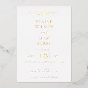 Elegant Calligraphy Modern Wedding  Foil Invitation