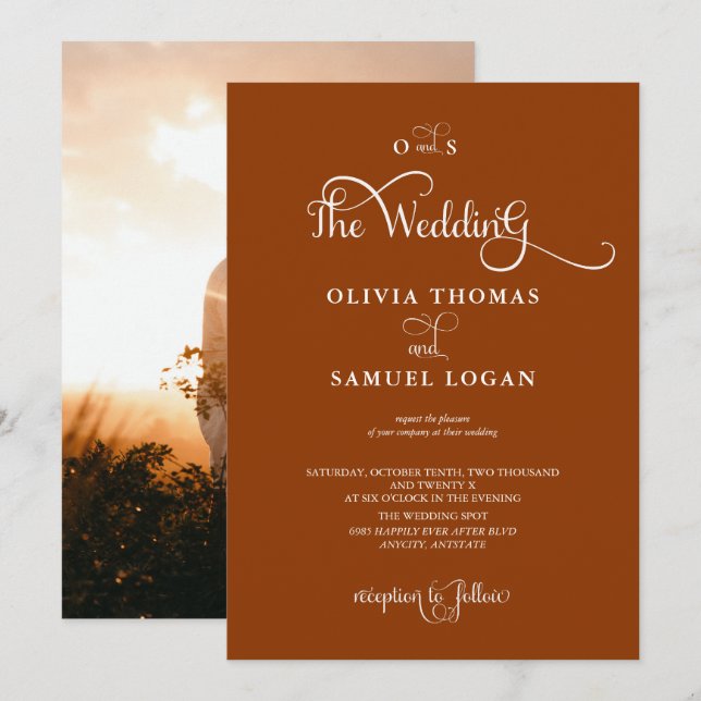 Elegant Calligraphy Modern Wedding Invitation (Front/Back)
