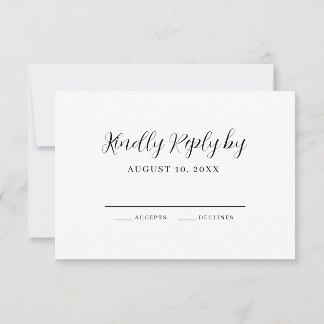 Elegant Calligraphy Modern Wedding RSVP Card (Front)