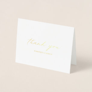 Elegant Calligraphy Modern Wedding Thank You Foil Card