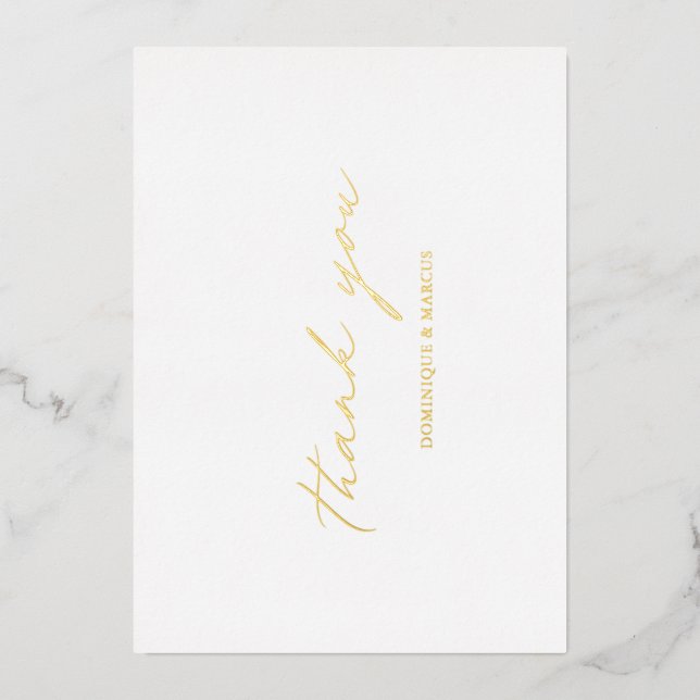 Elegant Calligraphy Modern Wedding Thank You Foil Invitation (Front)