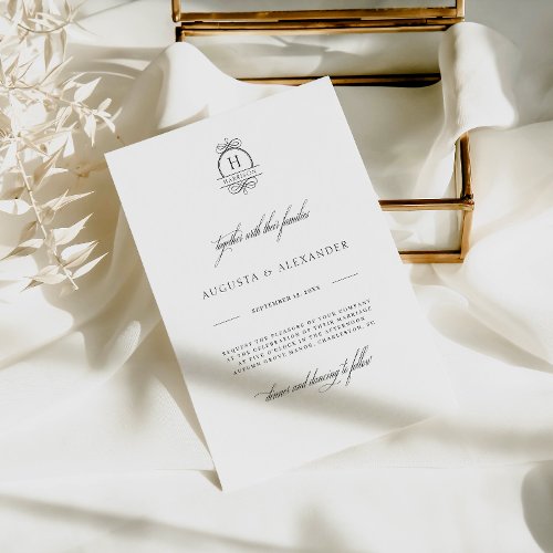Elegant Calligraphy Monogram Classy Modern Wedding Invitation