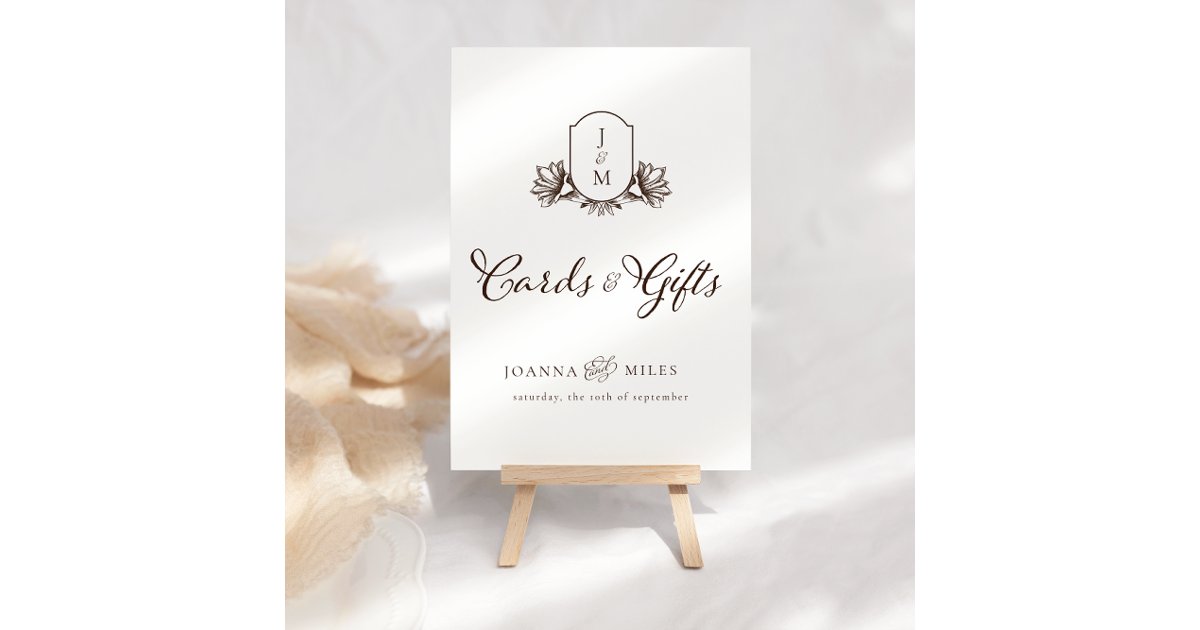 Elegant Calligraphy Monogram Crest Cards & Gifts Poster | Zazzle